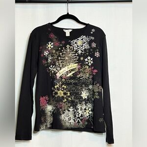Happy Holidays! Long sleeved black shirt size XL